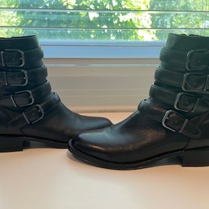 DARK BROWN VIA SPIGA MOTO BOOTS WITH BUCKLES